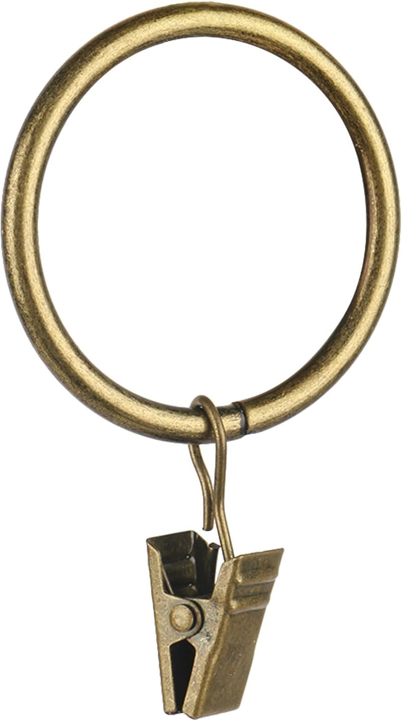 Hanitronic 30 PCS Antique Brass Clips Curtain Hooks for Curtain Rod, This Drapery Curtain Ring with Clips Hook Fit Up to 1.0~1.25 -inch Drapery Panel (1 1/2-Inch Inner Diameter) - Image 1
